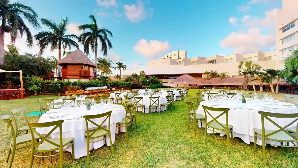 Jardín para celebraciones corporativas de fin de año en Cancún